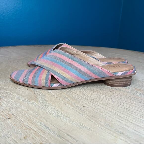 Madewell The Ruthie Crisscross Mule Rainbow Stripe Size 8 - Picture 4 of 8